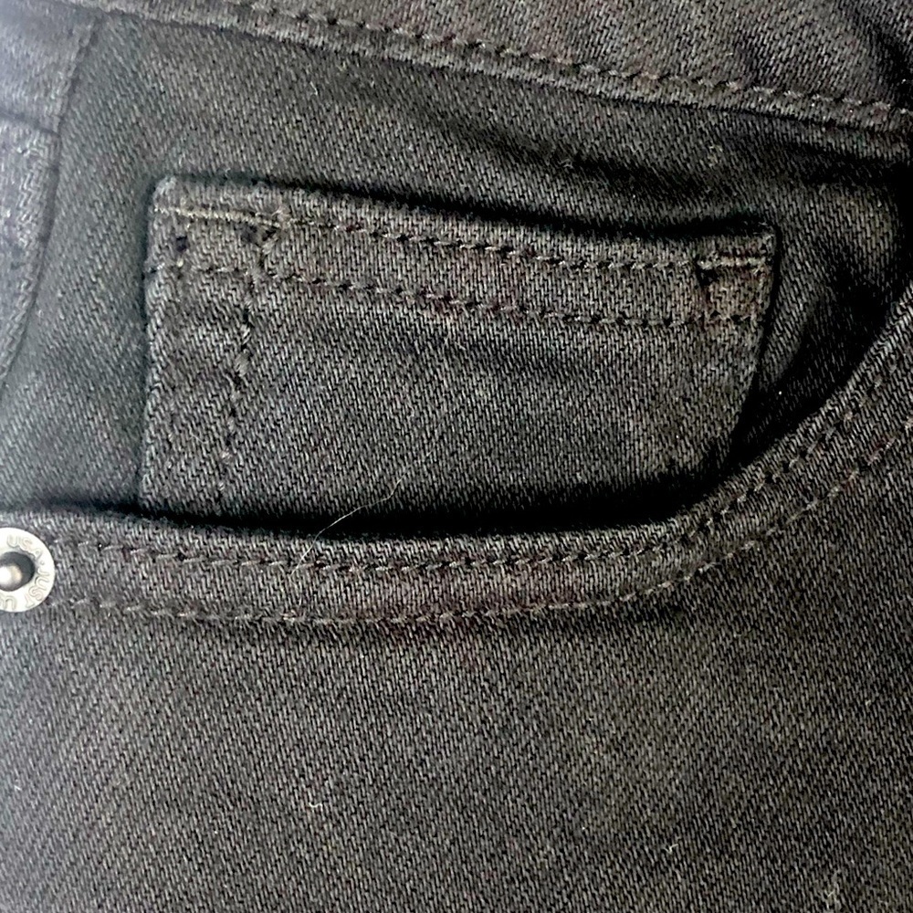 NWT Just USA black denim A Line skirt fray hem pockets front zip M - Picture 4 of 12